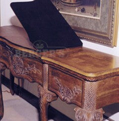 Brown table pad on wooden buffet table