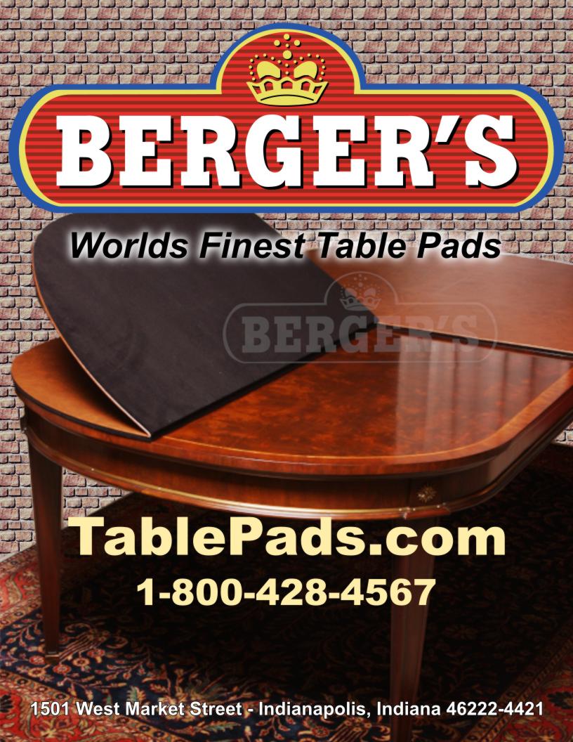 Berger's World's Finest Table Pads flier